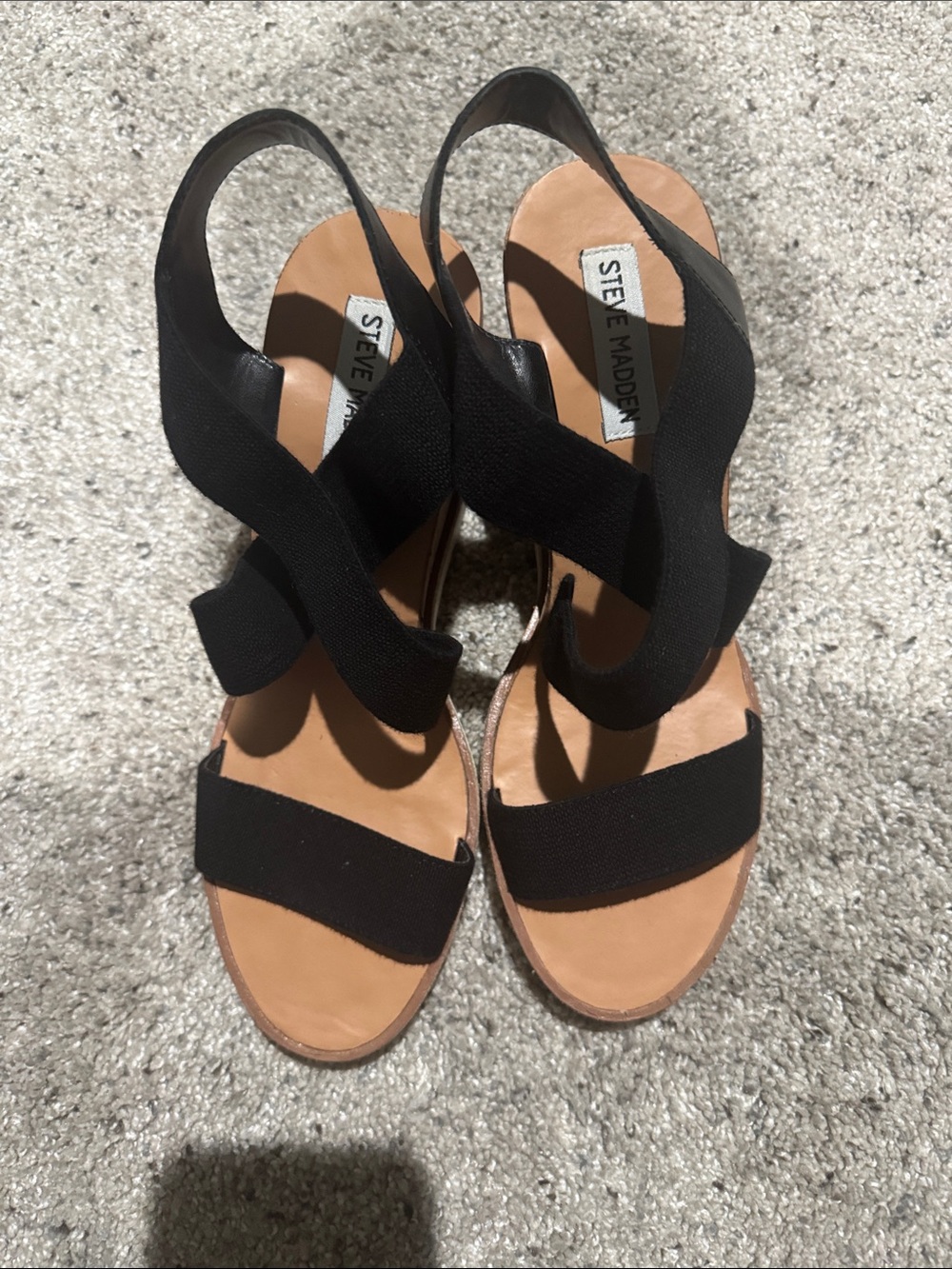 Steve Madden Black Elastic Crossover Slingback Sandals